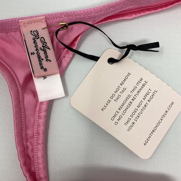 Agent Provocateur Sugar Silk Pink Thong AP2 Small NWT - Picture 6 of 7
